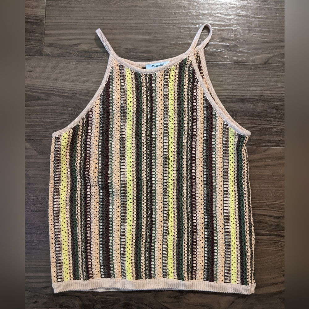 Madewell - Crochet Janson Sweater Tank in Rainbow Stripe AM298 | Medium | Muted - Picture 2 of 10